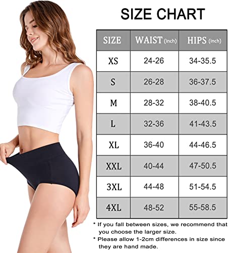 Havvis Women's Briefs Underwear Cotton High Waist Tummy Control Panties Rose Jacquard Ladies Panty Multipack (Briefs 03-5 Pack - 3Black,2Grey, Large) #TOP5