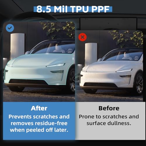 Image of Precut Paint Protective Film 8.5 Mil TPU PPF for 2025 Tesla Model Y Juniper Clear Car HD Scratch Exterior Accessories (Front Bars + Headlights)
