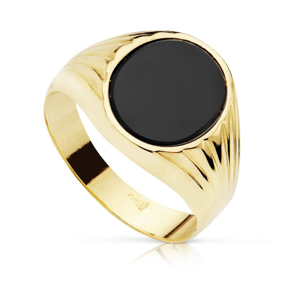 Inmaculada Romero IR Sello oro 18k hombre centro piedra onix oval 12x10mm. tallado [AC0177]
