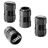 4PCS Auto Tire Valve Caps, Valve Stem Caps Compatible with Audi A1 A3 RS3 A4 A5 A6 A7 RS7 A8 Q3 Q5 Q7 R8 S Series, Leak-Proof Dust Caps for Car Tyres, Black