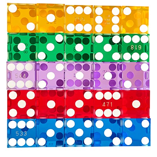 Yuanhe Grade AAA 19mm Serialized Casino Dice Set (25) with Razor Edges