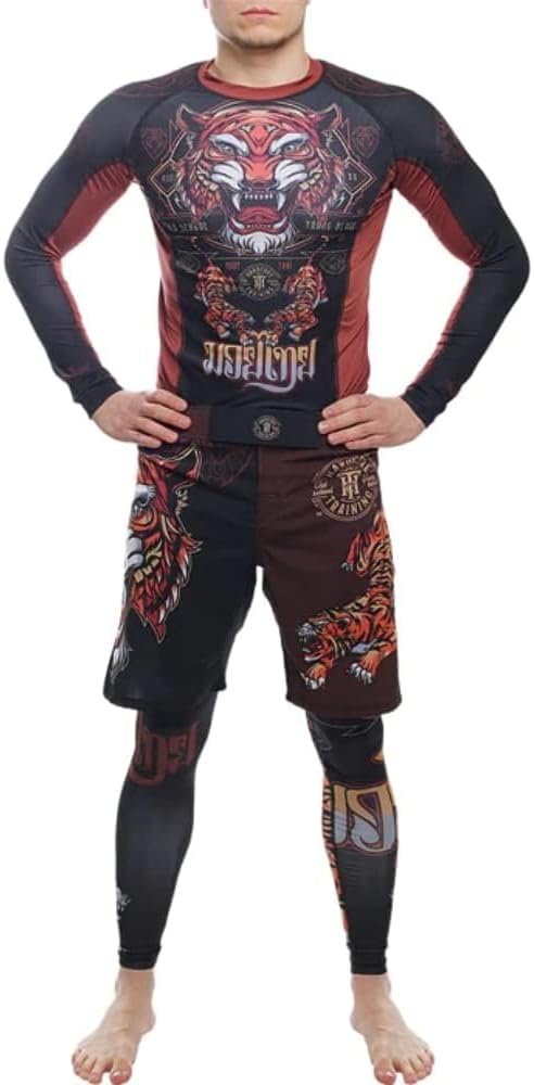Hardcore Training Men's Rash Guard Compression Long Sleeve Jiu Jitsu, MMA No-Gi, Tight BJJ Grappling Base Layer Combat