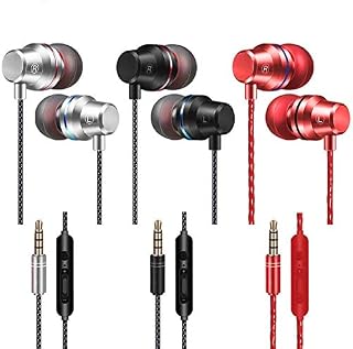 3 Packs in-Ear Earphone,DanziX Earphone with Mic and Volume Control, Balanced Bass Driven Sound, Noise Isolating, Stereo for All 3.5mm Interface Device