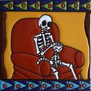 6x6 Cat Lover. Day-of-The-Dead Clay Tile