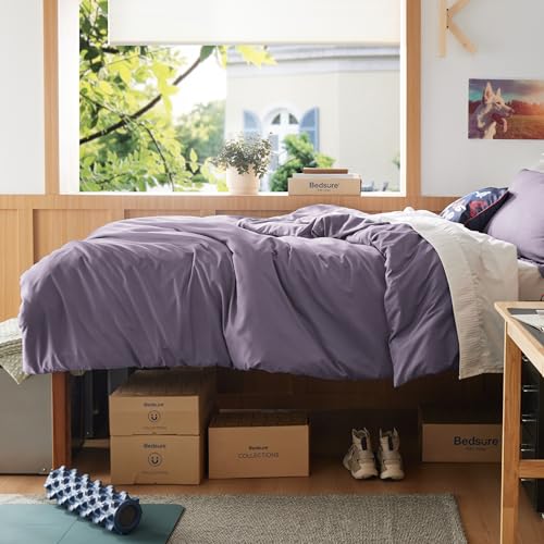 Image of Bedsure Twin /Twin XL Duvet Cover, Double Brushed Bedding Set, Dusty Purple | For Kids & Adults, 68 inchx90 inch Comforter Cover, Hotel Luxury, All Season, Breathable, Easy Care, Lightweight, Zipper Closure