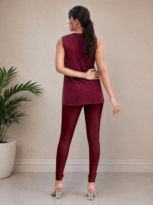 Image of TRENDMALLS Women's Microfiber Elastane Stretch Soft Churidar Length Leggings with Ultrasoft Waistband