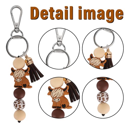 QBEJIME Highland Cow Gifts For Women, Positive Crochet Animals, Cow Keyring, Positive Gifts, Emotional Support Funny Creative Cute Cheer Up Keepsake Gift For Friends, Student, Christmas - Image 5