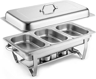Warmhaltebehälter Essen, Chafing Dish Edelstahl Buffet-Behälter Buffetwärmer Mahlzeit Speisenwärmer Wärmebehälter Rechaud für Catering Buffet und Party 55 x 35,5 x 26 cm (1 Stück)（A）