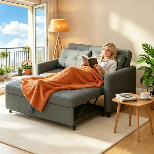 Gizoon 3-in-1 Convertible Loveseat Sleeper Couch Bed, 71.7" Extended Pull