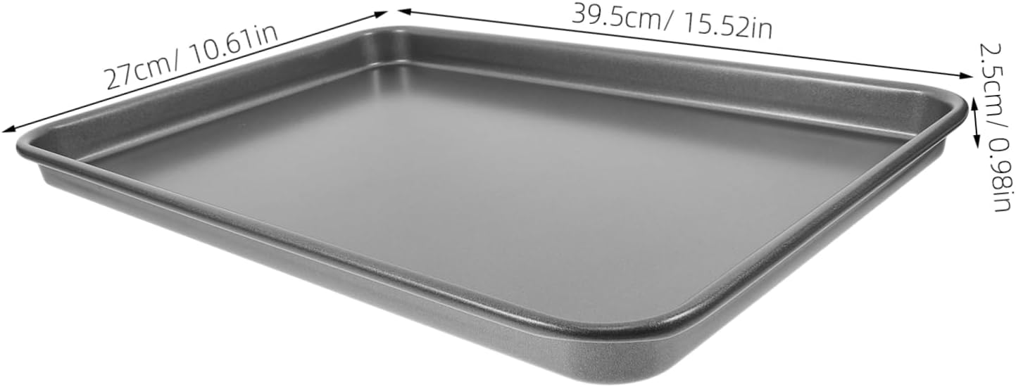 Cabilock Rectangle Baking Sheets 2 Nonstick Carbon Steel Trays for Baking Cookies Pizzas Cakes Oven Trays for Easy Cleanup Essential Cooking Tool