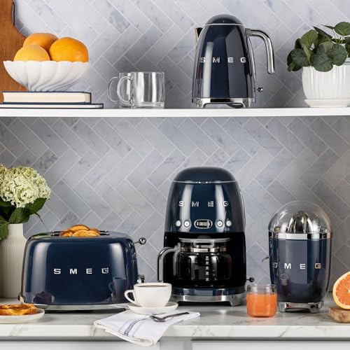 Image of SMEG 2 Slice Toaster with 6 Presets and Defrost Function and Removable Crumb Tray (Navy)
