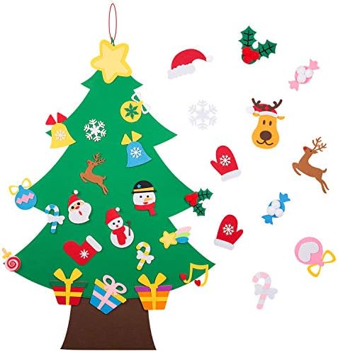 TOBEHIGHER Felt Christmas Tree - 3.6 FT 3D DIY Set for Kids with 36 Pieces of Ornament Decor, Wall Hanging Christmas Tree Decorations