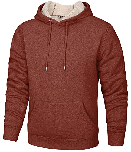 Tacvasen Men's Fleece Lined Athletic Sweatshirts Casual Pollover Running Hoodie Winter Top Orange Red, Xl #TOP12
