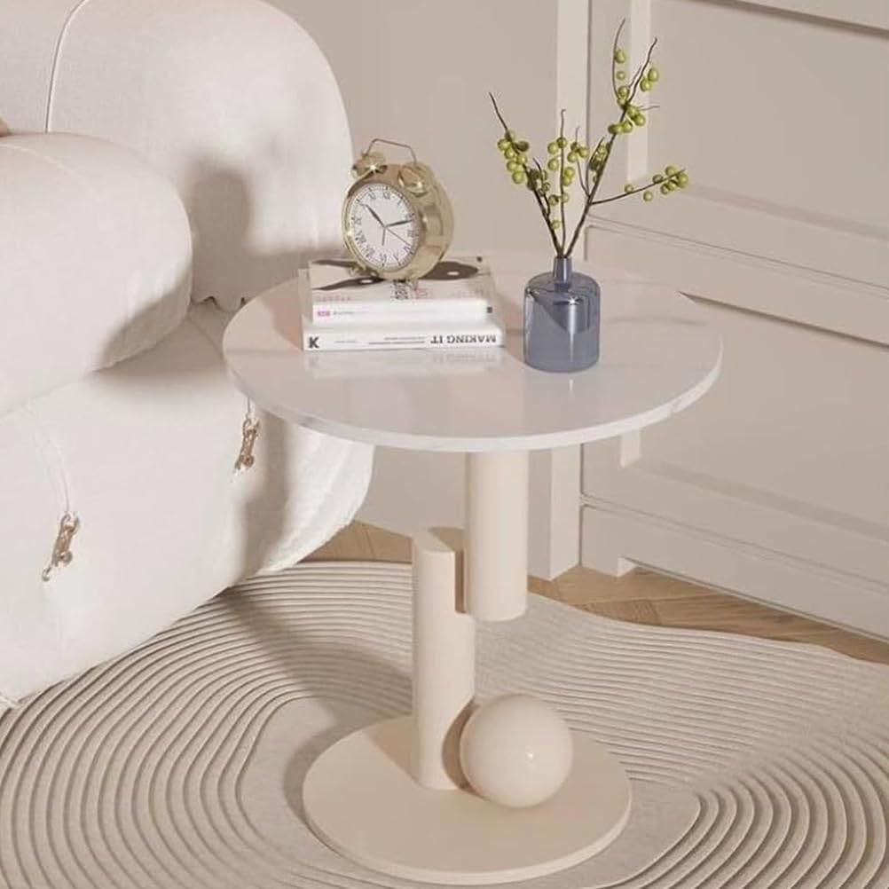 Oval Stone Coffee Tables for Living Room,Modern Oval Coffee Table Contemporary Stone,Center Table with Side Tables Set of 2,Abstract Tables for Living Room,Office,White,120 * 60cm