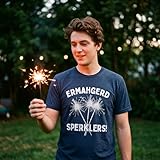 Mens Ermahgerd Sperklers T Shirt Funny 4th of July Fireworks Sparklers Graphic Novelty Tee Funny T Shirts Patriotic Apparel for Men Novelty Tees for Guys Navy - XL