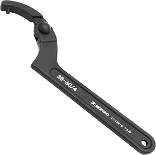 Adjustable C Pin Spanner Hook Wrench Tool for Machine Tools, Vehicles, Mechanical Equipments,C Hook Spanner Wrench,Black-Spray on Surface, 40 Chrome Steel,Size 60-90/5.5mm,250mm Length