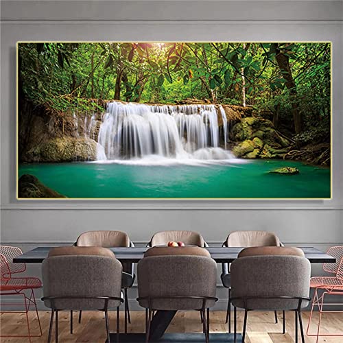 Cascade dans les forêts affiches sur toile pour masquer grand mur vide - 3