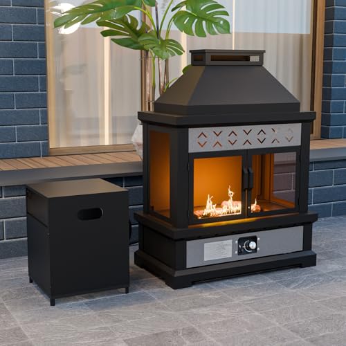 COOS BAY Outdoor Propane Fire Pit, 50,000 BTU Smokeless Gas Fireplace with...