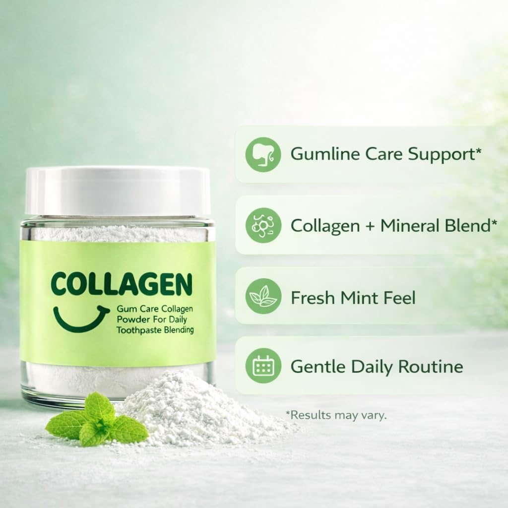 Collagen Powder for Gums, Collagen Powder for Teeth, with Hydroxyapatite, Daily Gumline Support for Smile Strengthening, Keep Firm, Reduced Sensitivity & Healthier, 60g/2.11oz
