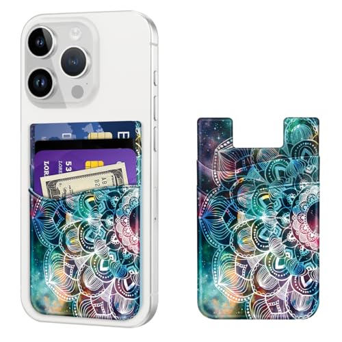 Yiyahu Self Adhesive Card Holders for Back of Phone, Silicone Pouchs Phone Pockets Stick On, Credit Card Holders Sleeves for All Smartphones, Mandala