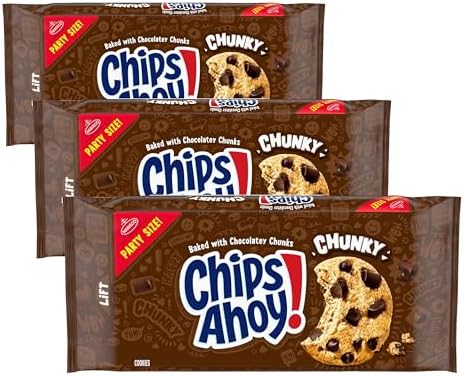 CHIPS AHOY! Chunky Fudgy Chocolate Chip Cookies, Party Size, 24.75 oz (Pack of 3)