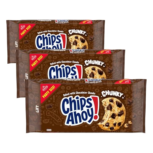 CHIPS AHOY! Chunky Fudgy Chocolate Chip Cookies, Party Size, 24.75 oz (Pack of 3)