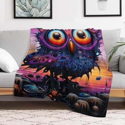 Couverture polaire hibou plaid duveteux doux couverture peluche lit