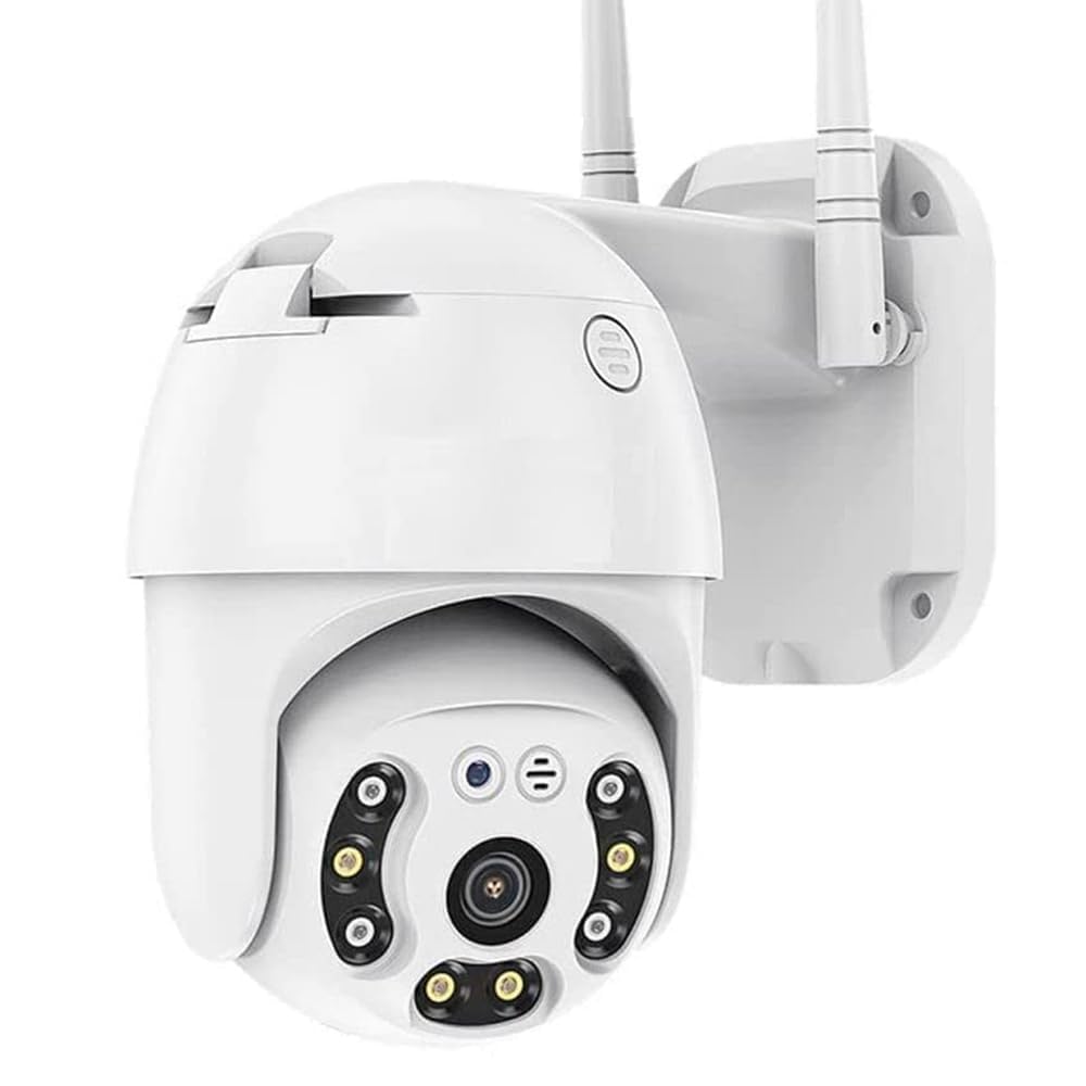 CCTV Camera 1080p HD WiFi PTZ V380 Pro Outdoor | IP66 Waterproof | Colour Night Vision | LED Lights & Alarm Smart Motion Detection Outdoor Camera-White-image-2
