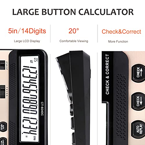 Large Button Calculator,Philley Large Lcd Display 14 Digits Desktop Check&Correct Electronic Calculator(Ct-9240C) #TOP1
