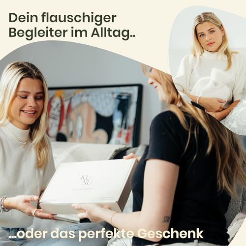 KUNU® die besondere XXL Wärmflasche - 3.4l - inkl. Geschenkverpackung - mit extra Bezug - unwiderstehlich flauschig - perfekt für Erwachsene und Kinder - auslaufsicher und getestet - beige