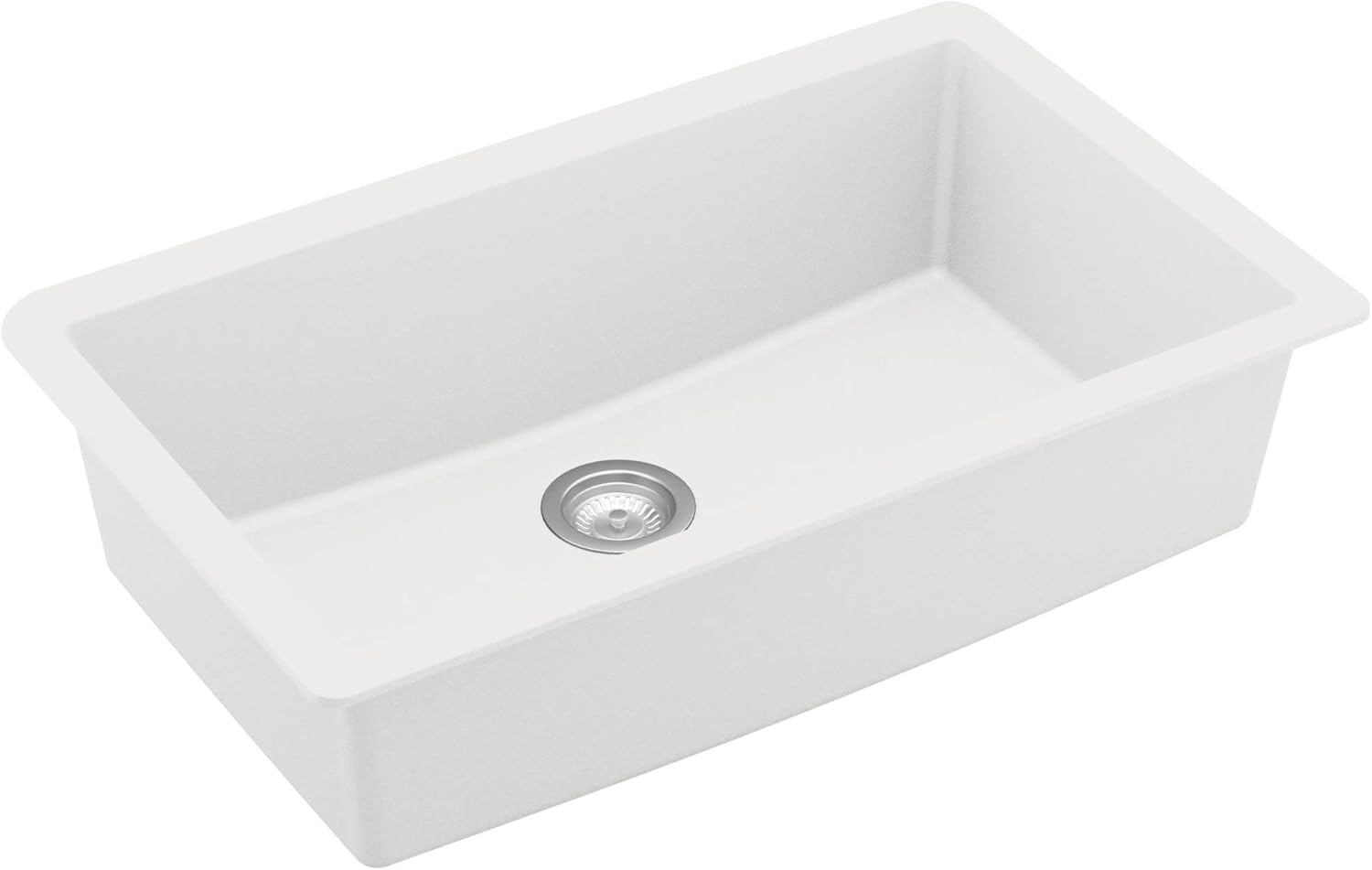 Karran QU-812 Undermount 32.5 in. Large Single Bowl Quartz Kitchen Sink in White
