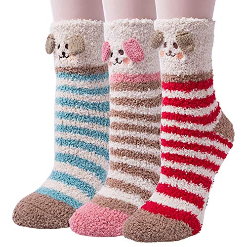 YSense 6 Pairs Women Fuzzy Fluffy Cozy Slipper Socks Warm Soft Winter Plush Home Sleeping Socks