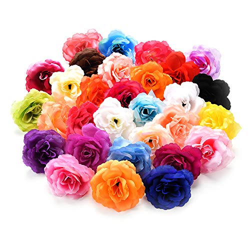 Fake Flowers for Crafts Silk Flowers Artificial Flowers Heads Fake Roses Flowers DIY Fake Flowers Wedding Decorations Home Party Decor Artificial Flowers for Decoration 30PCS/Lot 7CM (Colorful)