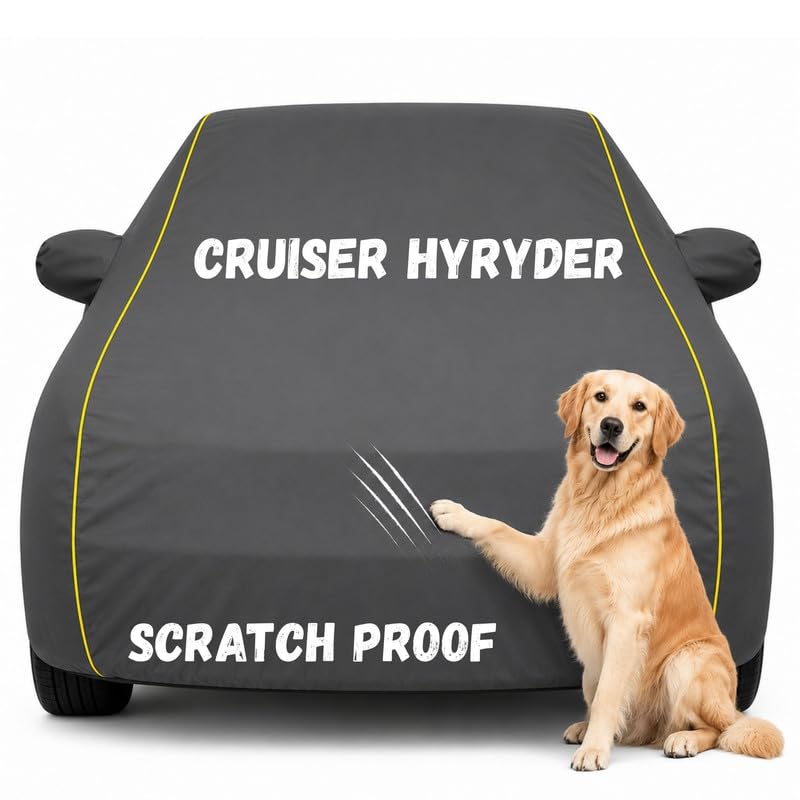Image of Pure Fabric Grey 100% Waterproof Urban Cruiser Hyryder Car Cover | Polyester Car Body Cover for Rain & Sun | UV Protection, Dustproof, Scratch Resistant, Windproof, Heat Resistant, Custom Fit