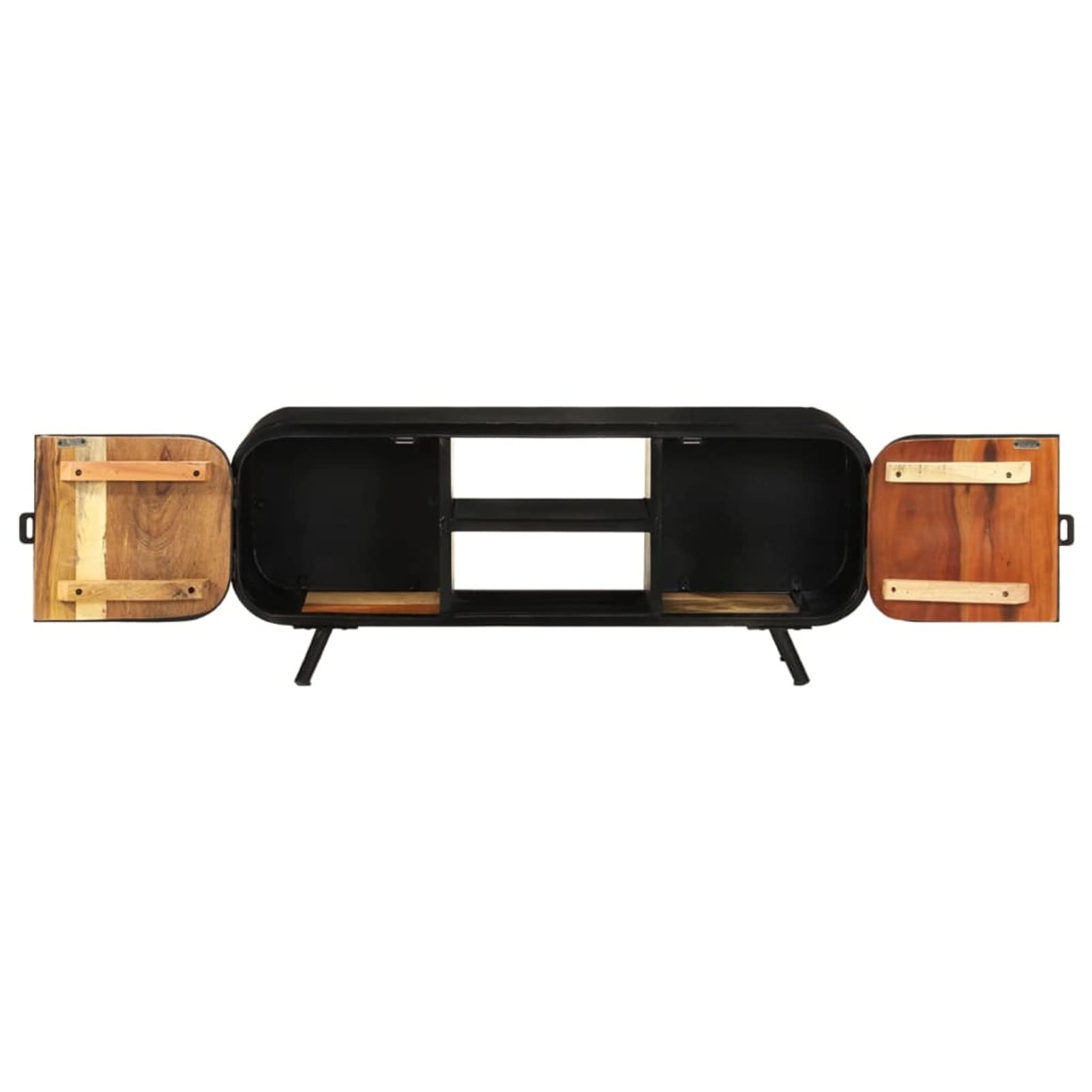 Mobile TV in stile industriale con 2 ante e 2 ripiani in legno massello di recupero centro intrattenimento per soggiorno 110x30x45 cm Mobile console multimediale