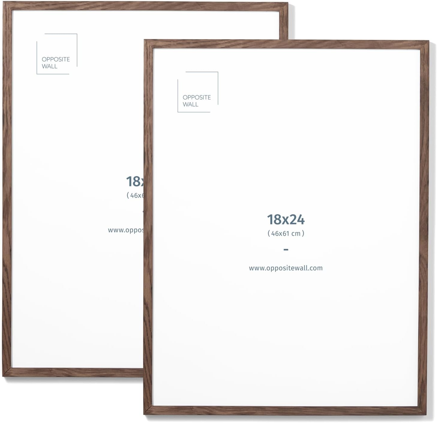 Opposite Wall - 18x24 in - Dark Solid Oak Wood Picture Frame - Lightweight, Versatile & Shatterproof - Wall Hanging Poster or Photo Frame - Wall Decor for Office, Gallery & Home - 2 Pack