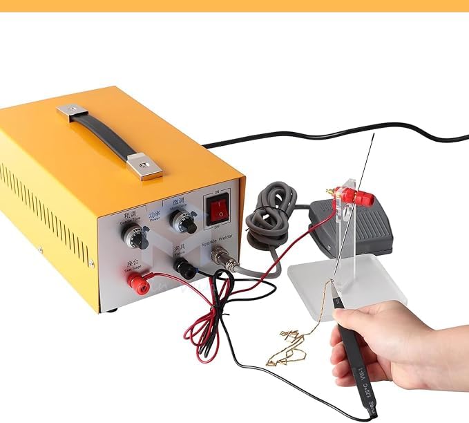 Máquina de soldadura por puntos para joyería, soldadora por puntos pulsada para joyería de 400 W, soldadora portátil de pulso brillante para joyería de oro, plata y platino con pedal, diámetro