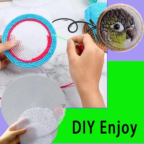 Image of 22 Pcs 7 Count Plastic Canvas Sheets, 2pcs (10.6 x 13.8) Inches + 20pcs Circle 4.6 Inch Plastic Mesh, Ideal for Embroidery, Acrylic Yarn Crafting, Knit Crochet Projects
