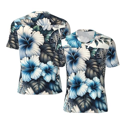 Stylish Athletic Sports Jersey Hawaiian-Hibiscus-Polynesian-Tribal Men's Rugby Jersey Medium Black