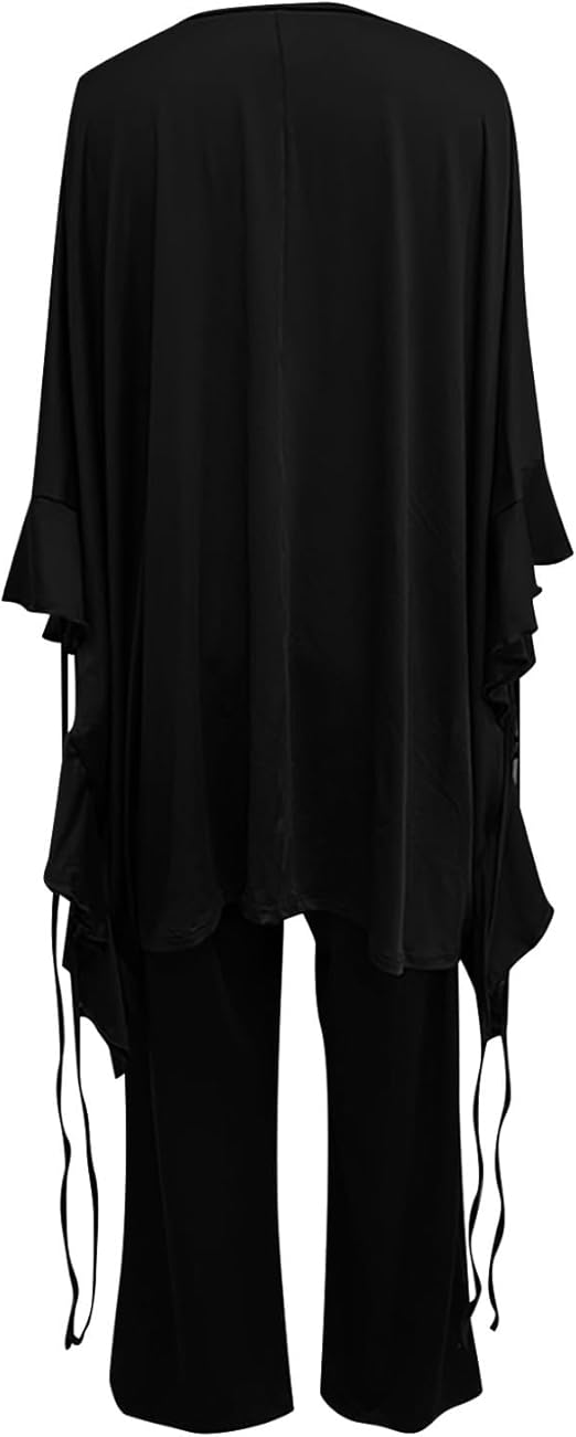 Generico Completo di Lino Donna 2 Pezzi Pantalone Lungo Estivo Tuta Elegante Completo Casual Set Estiva Camicia e Pantaloni Cotone Completi Leggera Comodi Tute Curvy Taglie Forti