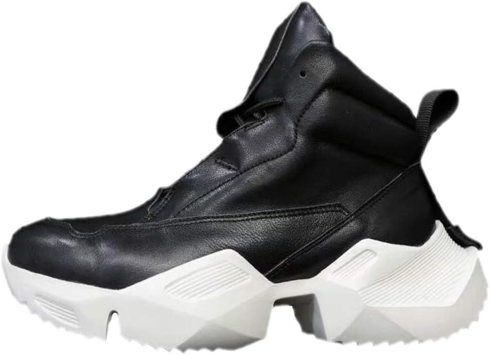 UnknownMan Leather Heighten Fashion Sneakers Casual Boots Lace-Up Shoes