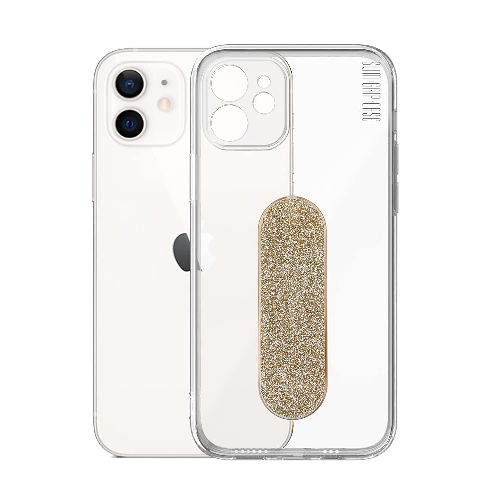 Momostick Slim Grip Case Clear Case Designed for iPhone 11 Pro Max Case Phone Grip & Shock Absorption & Wireless Charging & Anti- Scratch - Clear Case (Glitter Gold)