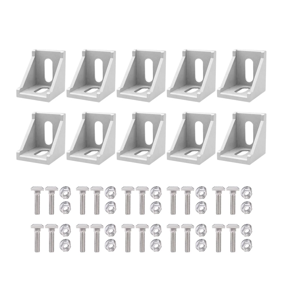 10PCS 4545 Aluminum Profile Corner Bracket with Screws, 90 Degree Right Angle Corner Bracket for 2028 Series Aluminum Extrusion Profile