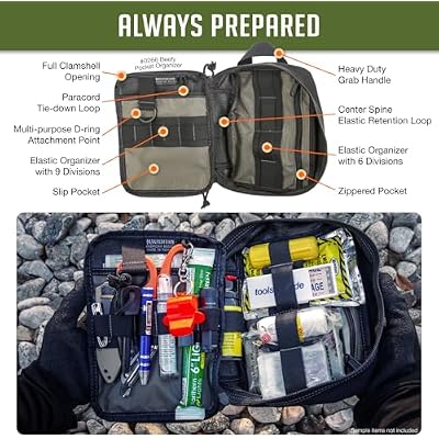 MAXPEDITION Beefy Pocket Organizer، مدمج، متوافق مع MOLLE، حقيبة تكتيكية من النايلون 1000 D، أداة حمل يومية وتخزين التروس للخارجية، التكتيكية، البقاء على قيد الحياة، 0266