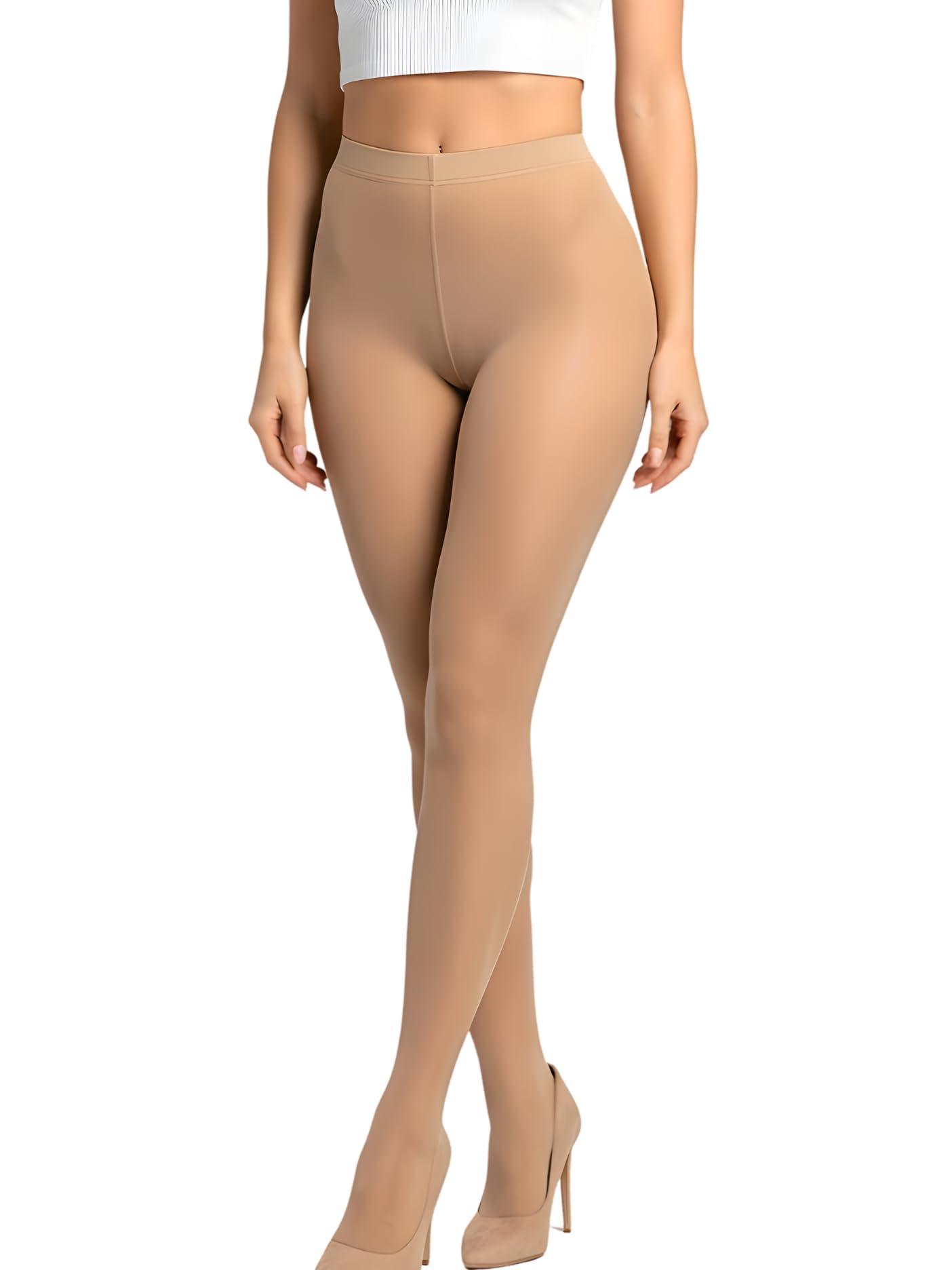 xs and os Women Semi Sheer Solid Color Footed Pantyhose Stockings Tights-picture-10