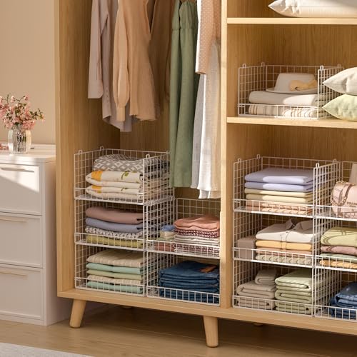 Image of Yociyoga 5-Tier Stackable Closet Organizers and Storage Basket - Foldable Closet Shelf Organizer System, Space-Saving Clothes Storage Bins Drawer Organizer for Wardrobe, White (Patent 30022416)