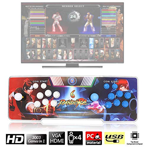 MERLINAE 3003 Games Arcade Machine,Family Game Pandora's Box 6 Multiplayer Home Joystick,Customized Buttons,Support
