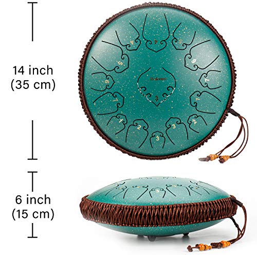 14 Inch 15 Note Steel Tongue Drum Percussion Instrument Lotus Hand Pan Drum with Ultra Wide Range and Drum Mallets Carry Bag - Thumbnail 4