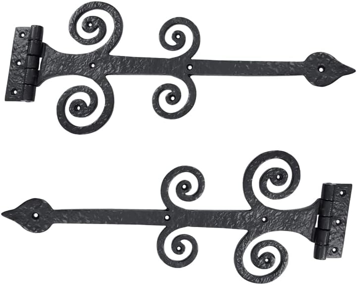 Adonai Hardware 17" "Adami Black Antique Cast Iron T-Hinge (Supplied as 2 Pieces per Pack) - Black Powder Coated