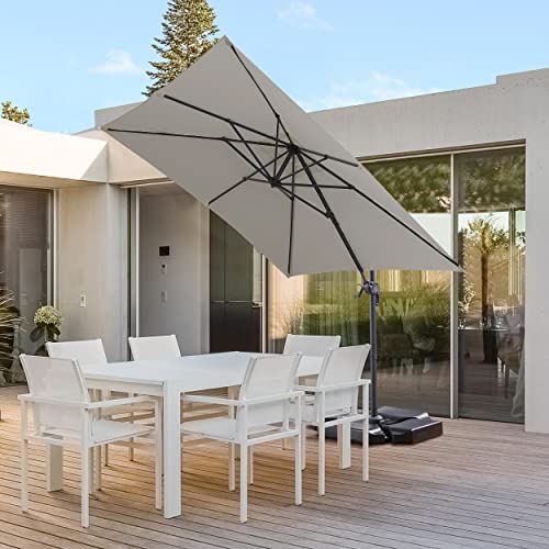 ACAZA Kantelbare Zweefparasol 250x250 cm, Vierkant Zeil, Sterke Zweef Parasol, Licht Grijs - Afbeelding 3